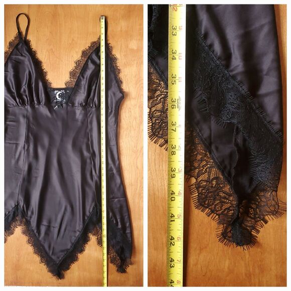 Killstar Fatal Farewell Nightdress 4XL Satin Slip Dress Black Lace Fringe Gothic - Picture 11 of 12